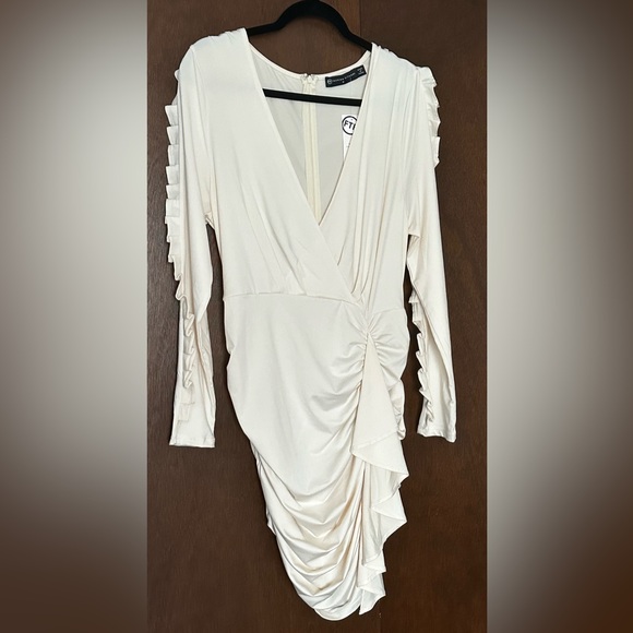 Fashion to Figure Dresses & Skirts - Ruffle Bodycon Dress in Ivory Plus Size 0/12